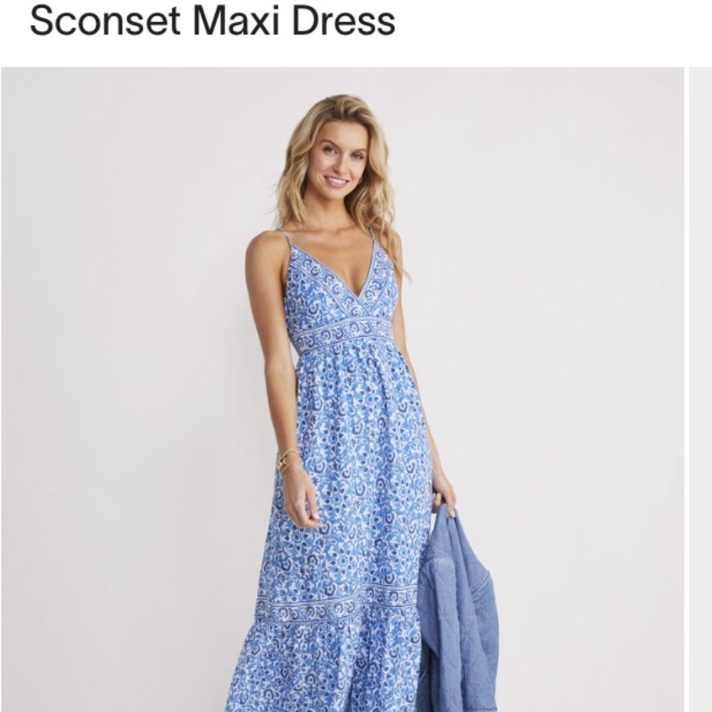 Vineyard Vines Blue Katama Tile Sconset Maxi Dress